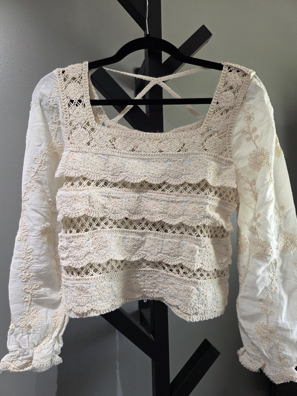 Cream Crochet Lace  Blouse